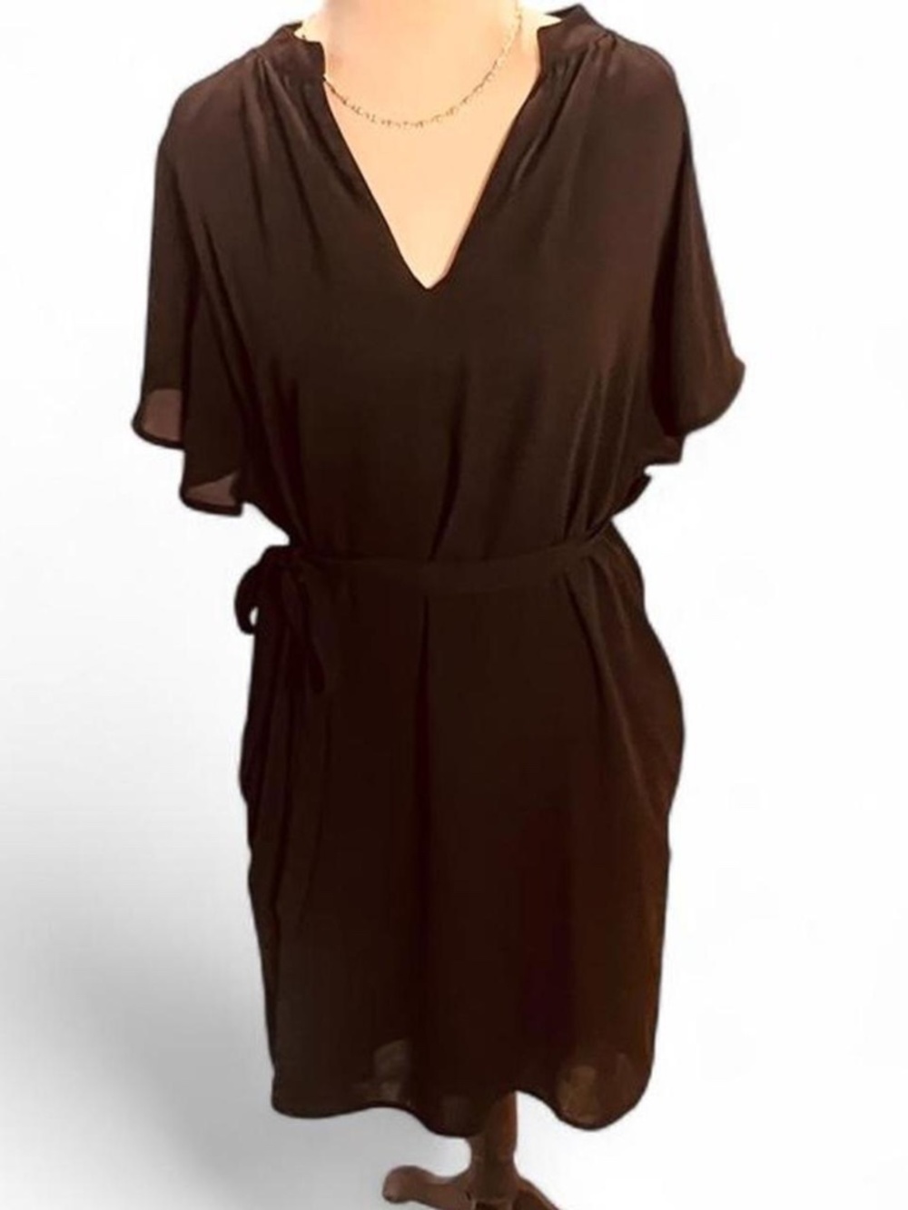 GAP Black Flowy Lined Dress with Tie Waist in size Small